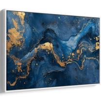 Quadro decorativo Azul das Constelações em Ouro Líquido - Art Canvas