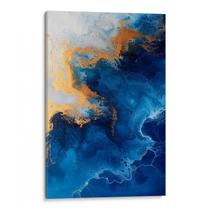 Quadro decorativo Azul das Profundezas com Toques Dourados - Art Canvas