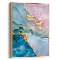 Quadro decorativo Azul do Mármore Com Toque Tricolor - Art Canvas