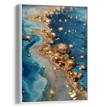 Quadro decorativo Azul dos Oceanos Com Espuma Dourada - Art Canvas