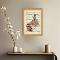 Quadro Decorativo Bailarina Vintage 33x24cm - com vidro