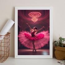 Quadro Decorativo BailarinaPink 33x24cm - com vidro