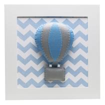 Quadro Decorativo Balão Chevron Azul Quarto Bebê Infantil Menino