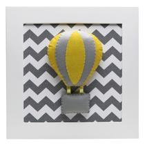 Quadro Decorativo Balão Chevron Cinza Quarto Bebê Infantil