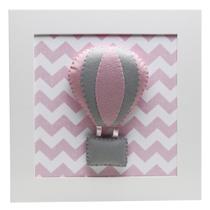 Quadro Decorativo Balão Chevron Rosa Quarto Bebê Infantil Menina