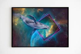 Quadro Decorativo Baleia do Espaço SciFi com Moldura E Acetato Tamanho A3