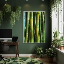 Quadro Decorativo Bambu Brilhante 70x50cm Mold Branca