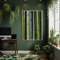 Quadro Decorativo Bambu Tons De Verde 70x50cm Mold Branca Quadro Decorativo Bambu Tons De Verde 70x50cm Mold Branca