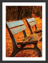 Quadro Decorativo Banco Folhagens Paisagens Natureza Decorações Com Moldura