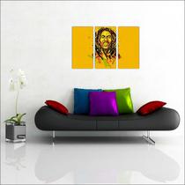 Quadro Decorativo Banda Bob Marley Quartos e Salas Decorações 3 peças Com Moldura