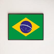 Quadro Decorativo Bandeira Brasil 33x24cm - com vidro