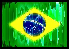 Quadro Decorativo Bandeira Do Brasil Abstrato Emblema País Salas Lojas Quartos Com Moldura RC042