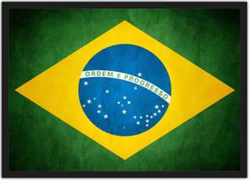Quadro Decorativo Bandeira Do Brasil Com Moldura Decorações Interiores