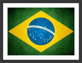 Quadro Decorativo Bandeira Do Brasil Decorações Com Moldura