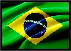 Quadro Decorativo Bandeira Do Brasil Emblema País Salas Escritórios Lojas Quartos Com Moldura RC035