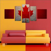 Quadro Decorativo Bandeira Do Canadá Mosaico Com 5 Peças