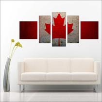 Quadro Decorativo Bandeira Do Canadá Mosaico Salas 5 Peças TT3