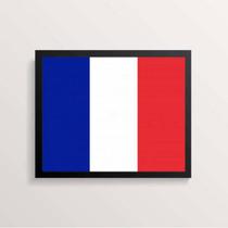 Quadro Decorativo Bandeira França 33x24cm - com vidro
