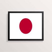Quadro Decorativo Bandeira Japão 45X34Cm Vidro Moldura Preta