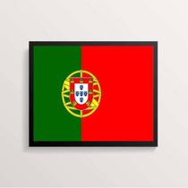 Quadro Decorativo Bandeira Portugal 33X24Cm - Com Vidro