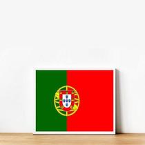 Quadro Decorativo Bandeira Portugal Moldura Preta 24X18Cm