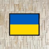 Quadro Decorativo Bandeira Ucrânia 33X24Cm - Com Vidro