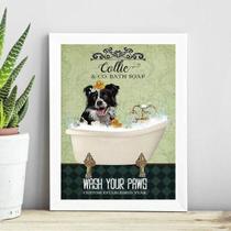 Quadro Decorativo Banheiro Border Collie 24X18Cm