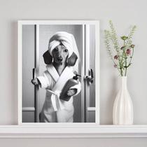 Quadro Decorativo Banheiro - Cachorrinha Dachshund 33X24Cm