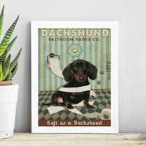 Quadro Decorativo Banheiro Dachshund 24x18cm - com vidro