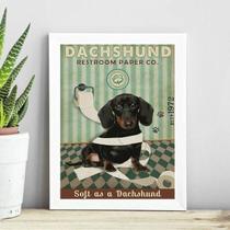 Quadro Decorativo Banheiro Dachshund 45X34Cm - Com Vidro
