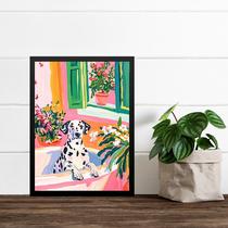 Quadro Decorativo Banheiro Dalmata Flores 33x24cm