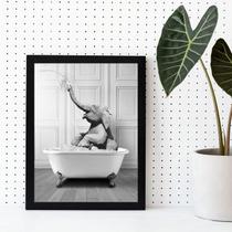 Quadro Decorativo Banheiro- Elefante Banheira 24x18cm - com vidro