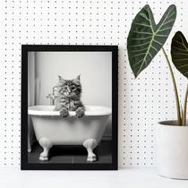 Quadro Decorativo Banheiro- Gato Banheira 24x18cm - Quadros On-line
