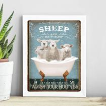 Quadro Decorativo Banheiro Ovelhas 24x18cm - com vidro Quadro Decorativo Banheiro Ovelhas 24x18cm - com vidro