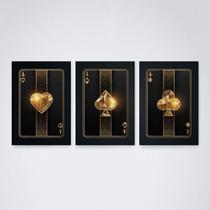 Quadro Decorativo Baralho Dourado 30x20cm - Elegância