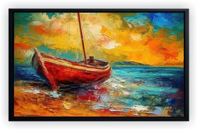 Quadro Decorativo Barco Canoa Abstrato Escritórios Salas Tela Canvas Premium