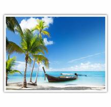 Quadro Decorativo Barco Praia Azul 90x60 para Sala Quarto