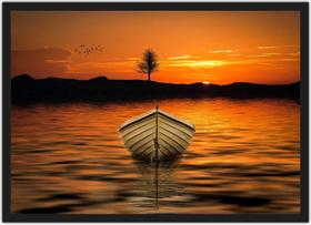 Quadro Decorativo Barco Praia Paisagem Natureza Decorações Com Moldura G08