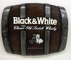 Quadro decorativo barril Horizontal de parede em fibra decorativo - Black & White Whisky