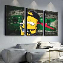 Quadro decorativo bart simpson magnata dollar pop arte abstrato moderno sala quarto Quadro decorativo bart simpson magnata dollar pop arte abstrato moderno sala quarto