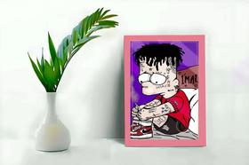 Quadro Decorativo Bart Simpson Triste Moldura e Vidro 33x25