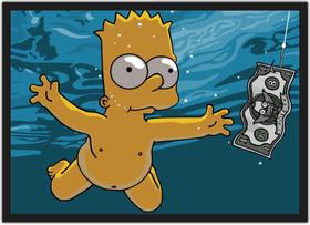 Quadro Decorativo Bart Simpsons Nirvana Desenho Com Moldura