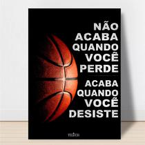 Quadro Decorativo Basquete Motivacional Cesta Bola Quarto Qualidade Premium 28x20cm