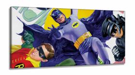 Quadro decorativo Batman e Robin Retro com Tela em Tecido Canvas 130x60 Quadro decorativo Batman e Robin Retro com Tela em Tecido Canvas 130x60