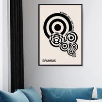 Quadro Decorativo Bauhaus Círculos Bege e Preto - 70x50cm