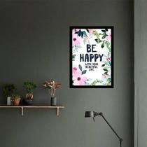 Quadro Decorativo Be Happy 45x34cm