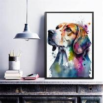 Quadro Decorativo Beagle Aquarela 24X18Cm - Com Vidro