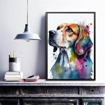 Quadro Decorativo Beagle Aquarela 45x34cm - com vidro Quadro Decorativo Beagle Aquarela 45x34cm - com vidro