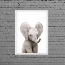 Quadro Decorativo Bebê Elefantinho 45X34 C/Vidro - Preta