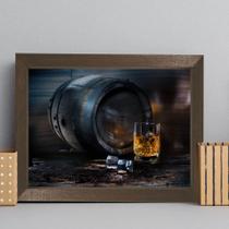 Quadro Decorativo Bebida Bar Whisky 33x43cm Moldura Marrom